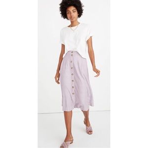 Madewell Patio Button Front Midi Skirt in Lilac Stripe